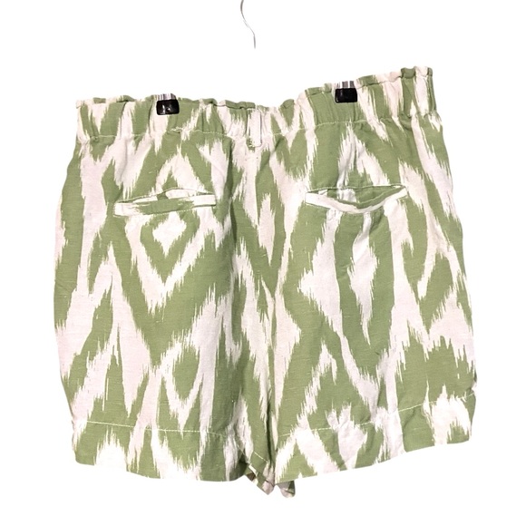 Anthropologie Linen Paper Bag Drew Striped Shorts Green White Size Medium - Picture 3 of 6